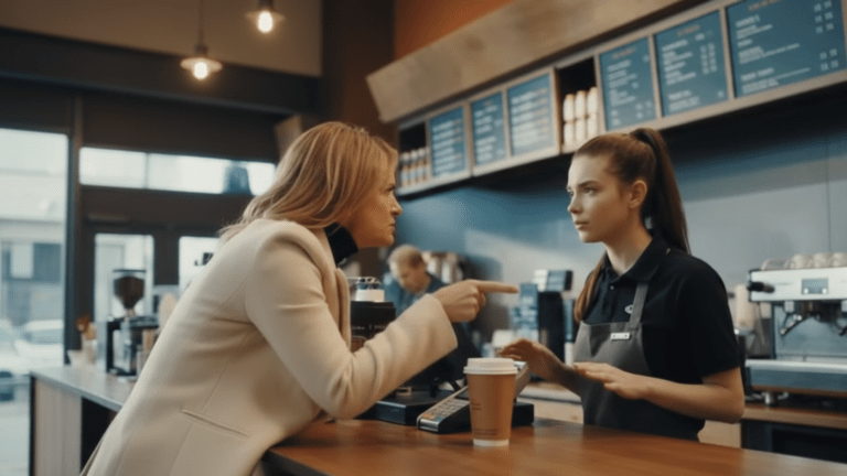 Karen Throws Coffee At Teen Barista—Then Her Dad Walks Out